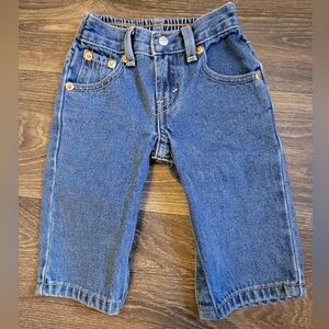 Levi's Baby 3-6 Months Blue Denim Jeans Snap Leg 526 Relaxed Fit Stretchy Waist